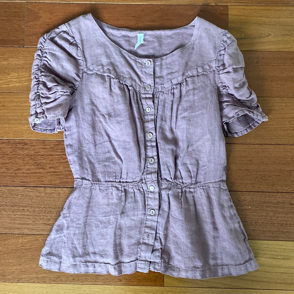 Anthropologie Mauve Button-Up Blouse